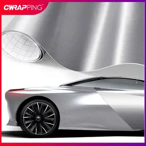 2026 New Brushed Aluminum Vinyl Wrap Film Silver Car Stickers PVC Self Adhesive Protection Sticker Air Release Waterproof Car Accessories For Your Cars