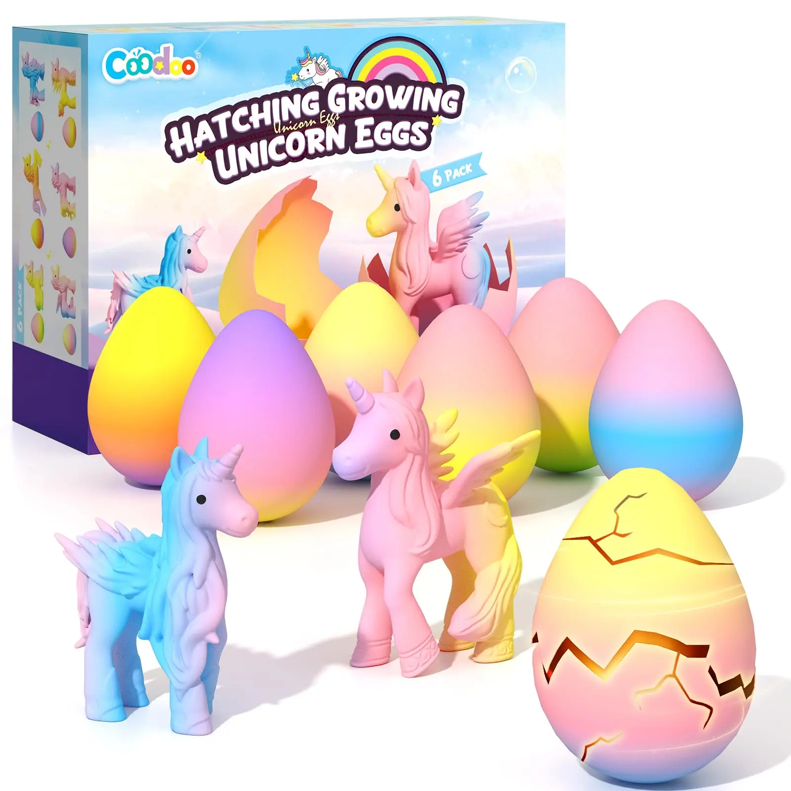 6 Pack Unicorn Hatching Rainbow Eggs Craft Kits  6 Unique Collectibles Rainbow Colors Anime & Manga Style Material Christmas Gifts