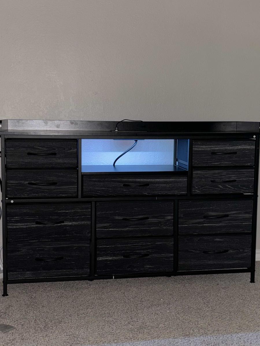 Item: Black 11 Drawers-With LED Lights & Power Outlets