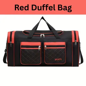 THIN NYLON Red Duffel Bag, SHORT-TERM Use Travel & Clothing Organizer, Zippered Duffel for Sports, Business & Vacations
