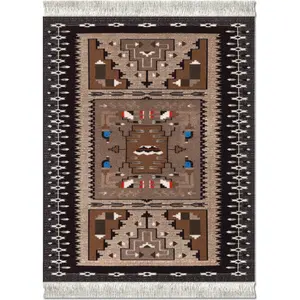 Bessie Barber Navajo Weaving MouseRug - Handmade Carpet for Home Decor
