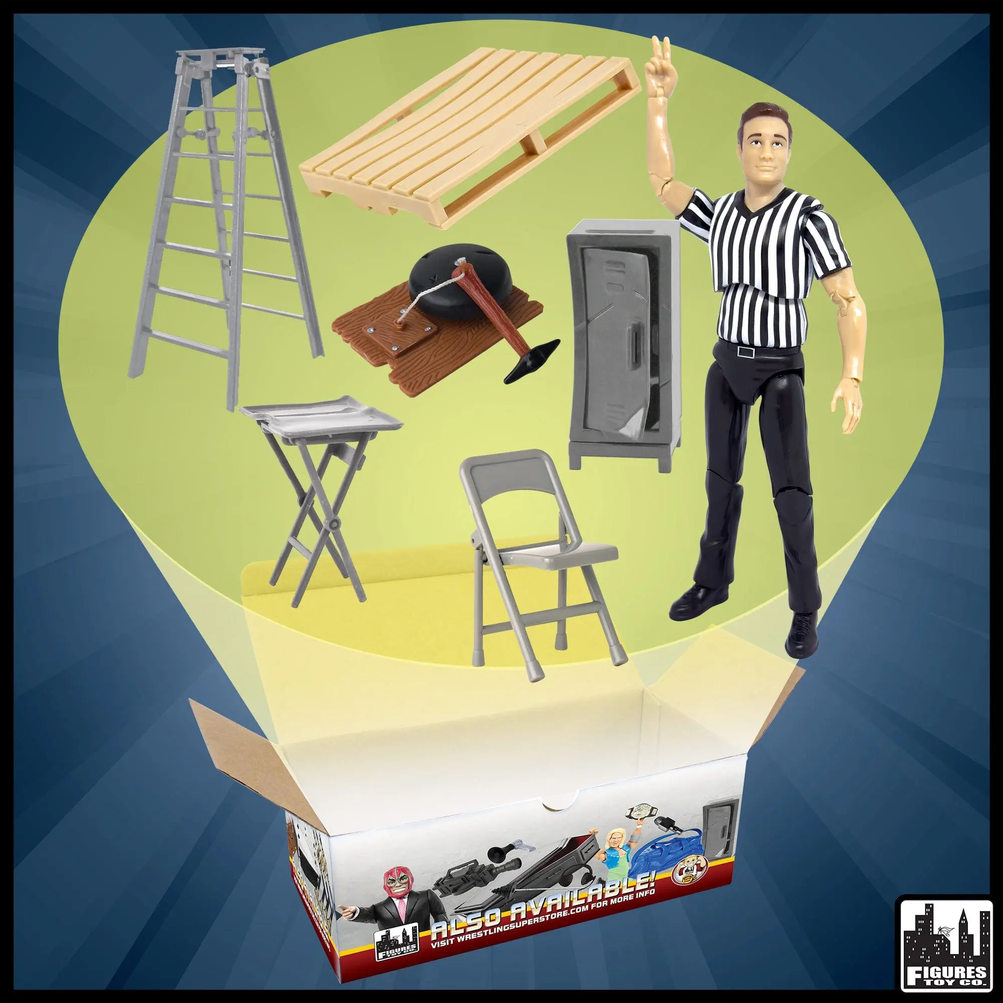 Wrestling Referee Action Figure & Accessory Set for WWE & AEW Wrestling Action Figures