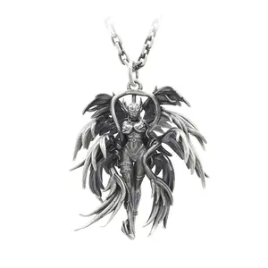 Eight Wing Angel Necklace 925 Silver Angel Pendant Retro Couple Silver Jewelry Fashion Trend Charm Pendant
