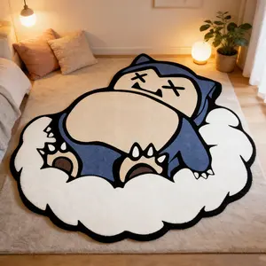 Cute and playful sleeping pet cloud shaped carpet, blue and white contrasting velvet floor mat, study anti slip and wear-resistant foot mat, e-sports chair special mat, suitable for ins style/healing home decoration