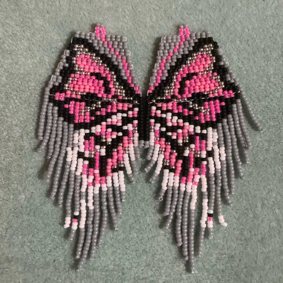 Female Beaded Butterfly Earrings
