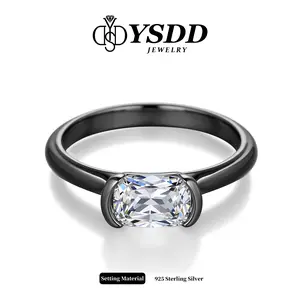 【#432 New Arrival】Black Knight 2CT Crushed Ice Cut Black Rings in 925 Sterling Silver