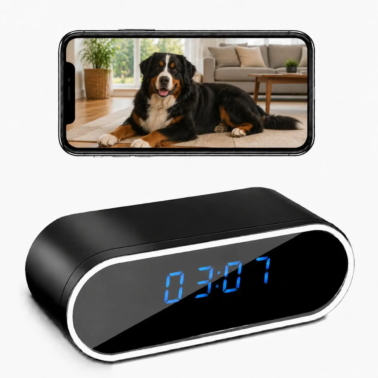 1080P HD Clock Camera WiFi, Indoor Wireless Security Camera with Motion Detection, Night Vision, Remote Monitoring, Nanny Cam for Home, Office, Elderly, Baby and Pet Care