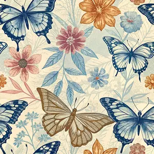 Vintage Butterfly Leaf Self-Adhesive Aesthetics Wallpaper Roll, Peel and Stick Wall Sticker, Removable Contact Paper for Bedroom Bathroom Home Decor