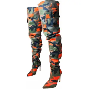 MissHeel Camo High Heel Thigh High Boots