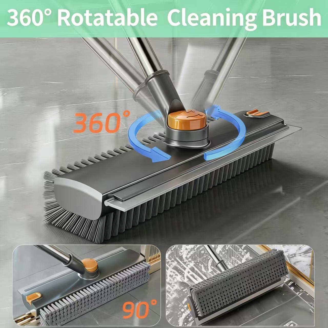 360° Floor Scrub Brush with Squeegee, Long Handle Grout Brush, Stiff Bristle Shower Scrubber for Cleaning Bathroom, Kitchen, Deck, Tile Floor, Patio & Baseboards, Heavy Duty Cleaning Tool 360° Floor Scrub Brush with Squeegee, Long Handle Grout Brush, Stiff Bristle Shower Scrubber for Cleaning Bathroom, Kitchen, Deck, Tile Floor, Patio & Baseboards, Heavy Duty Cleaning Tool
