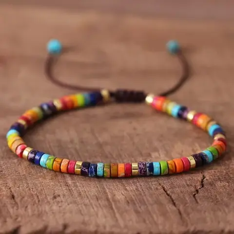 Sofia Handmade Chakra Stone Bracelet - Playful Crystal Barrel Gemstone Braided Dainty Minimalist Piece for Daily Wear, Christmas Gift (Natural Crystal Bracelets & Anklets), Playful Natural Crystal Bracelets & Anklets