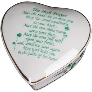 Irish Prayer White Porcelain Heart  Box