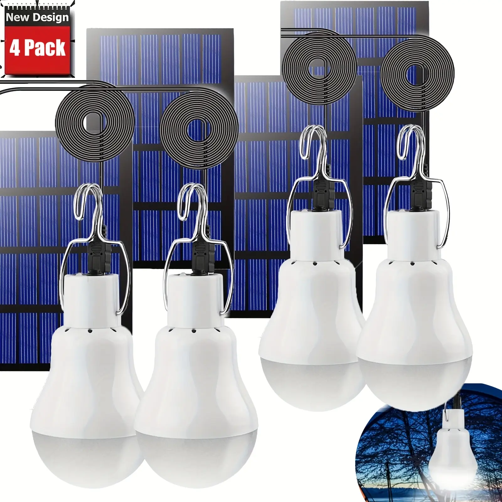 4pcs solar powered indoor hanging lights, white light fixtures, suitable for gardens, courtyards, passages, garages, outdoor, household lighting, LED shed lights, landscape lights, Christmas holiday gift lights
