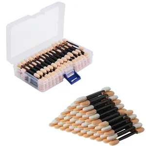 Disposable Eyeshadow Brush with Storage Box, 60pcs/set Double-ended Eye Shadow Applicator Sticks, Eye Makeup Tools Beauty Cosmetics for Women & Girls