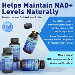 XKQ NAD+ Nicotinamide Riboside Supplement – Non-GMO, Gluten Free – 60 Capsules Four bottles