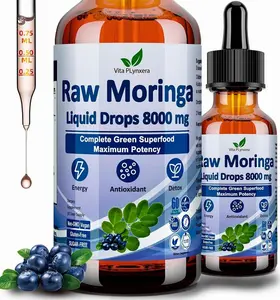 Raw Moringa Liquid Drops 8000 mg, Organic Moringa Oleifera Leaf Extract w. Supergreens Blend of Wheatgrass, Barley Grass for Antioxidant, Energy & Immune, High Potency Than Capsules Powder