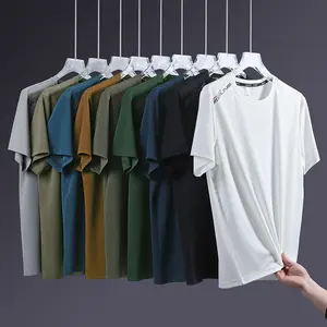 Pack of 5 men’s solid-color short-sleeve T-shirts, casual minimalist loose fit tops, comfortable for everyday outdoor activities in summer, perfect gift