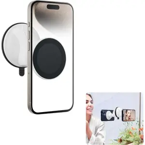 Multi-Surface Suction Mount Detachable  Phone Holder for Mirror Shower Bathroom Kitchen Window Videos Compatible with MagSafe  17 16 15 14 13 12 Pro Max &  Phones - White