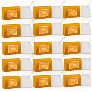 Lemon Turmeric & Kojic Acid Soap Bar, Summer  Face & Body Wash for Men & Women, Daily Skincare Cleanser Sets with Soap Saver Bags, Christmas Gift summervibes