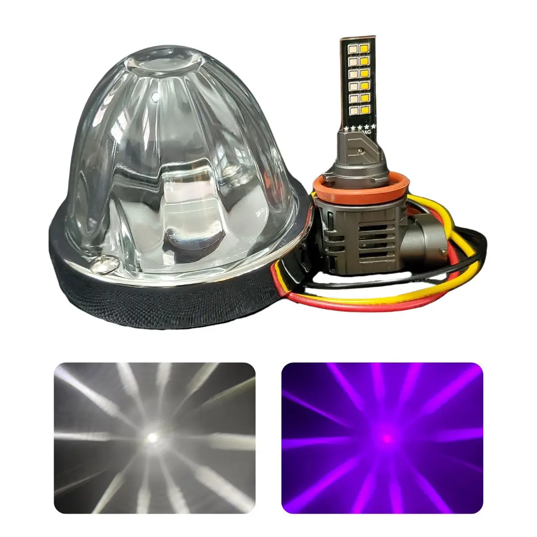 InfinityBEAM Dual Color Purple to White H11 Star Pattern Glass Watermelon Light