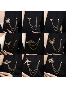 Wholesale of European and American retro crown tassel necklaces, fashionable brooches, luxury and high - end rhinestone accessories for formal wear
