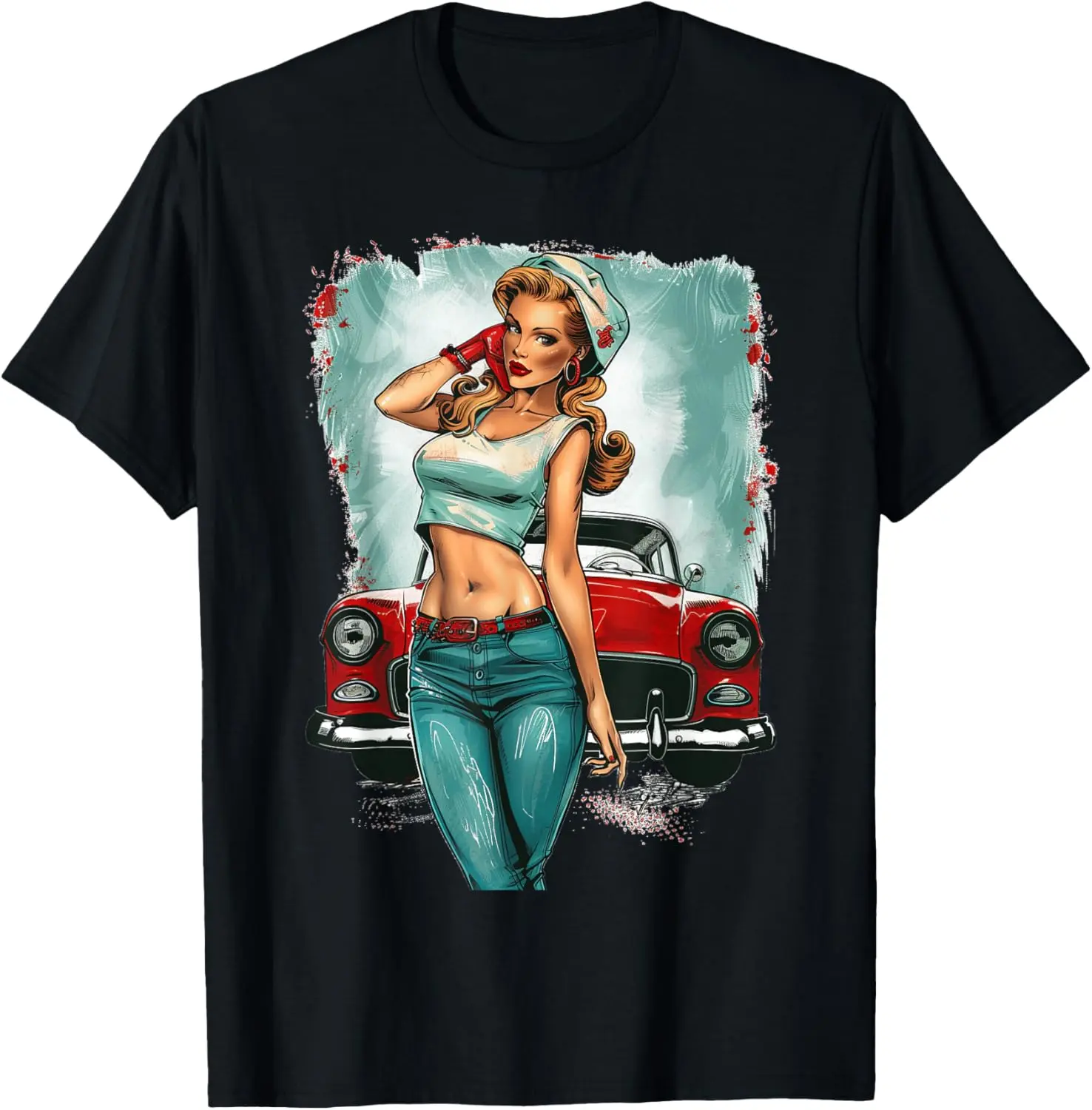 Women's 100% Cotton Round Neck Short-Sleeve Tshirt - Lady's Pinup Vintage Graphic Clothes, All-Seasons Casual Streetwear (3-Pack)