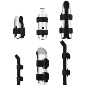 6 Pieces Finger Splint Metal Finger Support Finger Knuckle Immobilization(Black) Healthcare Tool