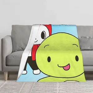 Jj Mikey Maizen Style Plush Flannel Blanket with JJ and Mikey Characters - Soft Four Seasons Bedspread, Green/Yellow Team Spirit Gift for Fans, Beds, Sofas, Travel and Camping - Machine Washable Bedding