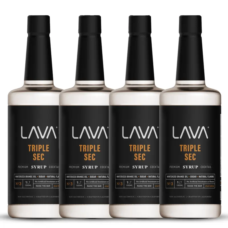 (4-Pack) LAVA Premium Triple Sec Cocktail Syrup, 33.8oz (1-Liter), Made with 100% Sugar, Orange Extract, No Artificial Sweeteners, Flavors, or Colors. (1-Pack)