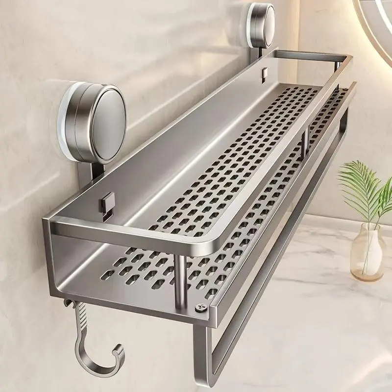 Easy Install Shower Caddy, Strong Adhesive Wall-Mounted Holder, Durable Space-Saving Rack, Rust-Resistant Float Shelf, Bathroom Storage, Bathroom Accessory, Bathroom Organization