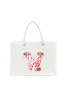Valentine's Day Gifts for Women with Detachable PVC Tote Bag Initial Tote Bag, Personalized Birthday Gifts for Women, Teacher, Friends, Mom, Wedding, Monogrammed Beach Bag
