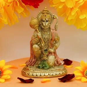 Alikiki Hindu Ramayana Hanuman Statue- 6.1" H Indian God Statue Hinduism Devotee Lord Rama Shrine Altar Decor India Home Office Temple Mandir Pooja Items