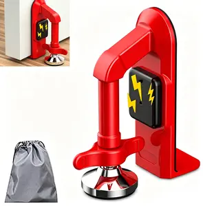 Non-Slip Portable Travel Door Security Alarm, 80dB Door Stopper with On/Off Switch, Quickly Place Under Any Door, No Tools Easy Install, Discreet Wedge for Bedroom, Bathroom, Hotel Room, Sound Warning When Door Opens, Red