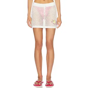 MINKPINK Soleia Crochet Mini Skirt in White & Multi