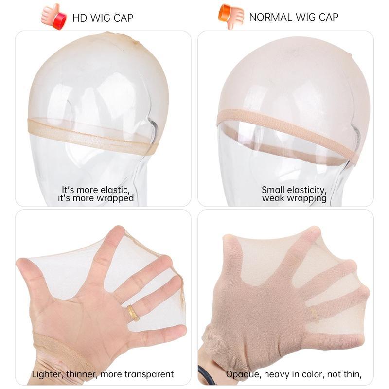 [Wequeen] 1 Pack 2 Pcs HD Wig Cap For Lace Wig Transparent Elastic Wig Cap Perfect For Professional Use Haircare Heatless