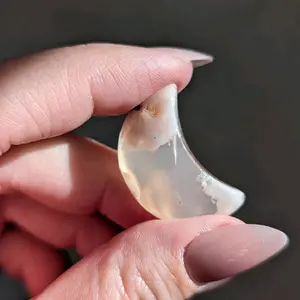 Sakura Agate Moon Crystal - Natural Healing Stones for Meditation & Decor - Unique Agate Pieces for Home & Office