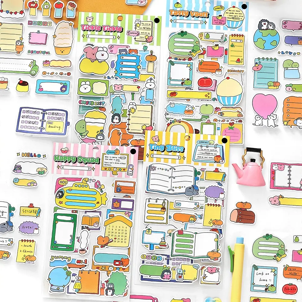 Writeable Stickers Pack (2/8 Sheets), Cartoon Style Decorative Adhesive Labels for Journals Notebooks Laptop Car Seats Skateboards Water Bottles Computers Phones, Car Decals, Truck Sticker, Decal For Cars, Decal Set
