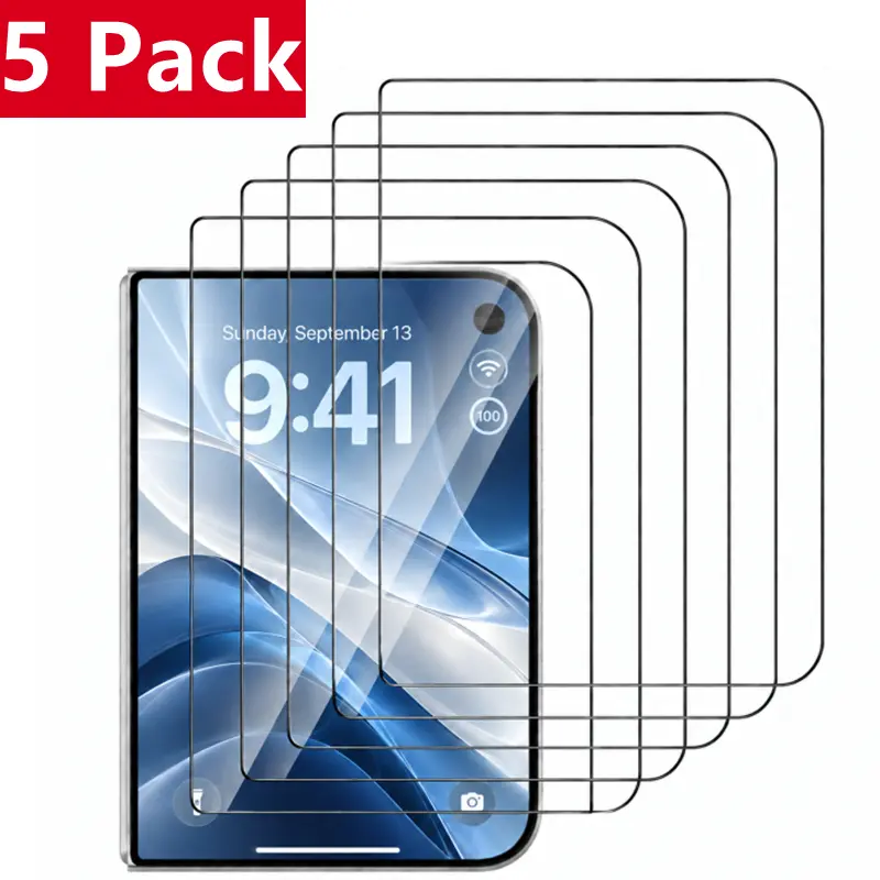 5-Pack Screen Protector for iPhone Duo Outer Screen 9H Tempered Glass HD Clear Anti-Scratch Fingerprint Resistant Bubble-Free Case Friendly