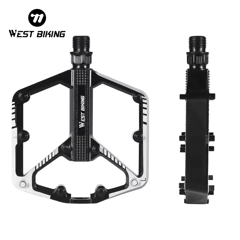West Biking Bicycle Pedal Aluminum Alloy Lightweight Road Bike MTB Parts Bearing Fixed Gear Riding Pedal Cycling Non-slip Pedals