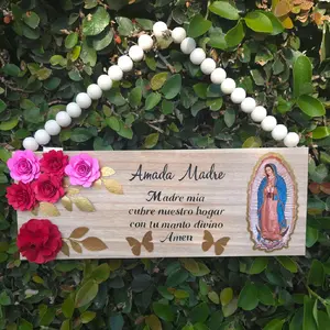 Virgencita tamblones para la pared Con flores de papel rosas eternas Eternal roses paper flowers wall decor decoration gift regalo room decoracion de casa