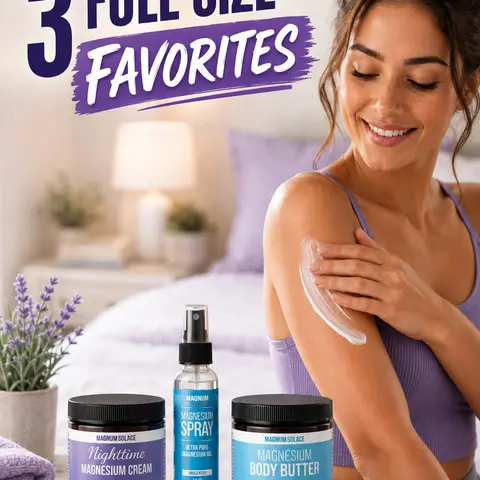 Magnesium Body Care Set - US 3-Piece Before Bed Bundle with 4 oz Moisturizing Cream, Body Butter, Lavender & Unscented Magnesium Chloride Oil Spray, Water-Based Hydration, Contains Neither Harsh Chemicals nor Irritants