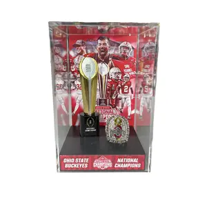 Latest American Football Championship Trophy Ring, Small Torch Cup, Perfect Athletic Sports Award Replica Gift for Sport Lovers