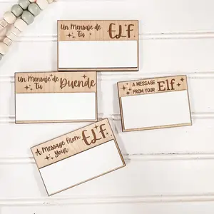 Elf message board 4 x 3” Christmas Decoration Wood Wooden