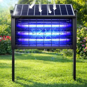 Solar Bug Zapper Outdoor Waterproof Electric Mosquito and Fly Zapper with Smart Light Sensor Rechargeable Solar Powered Trap for Patio, Backyard, Garden, Camping, and Indoor Use