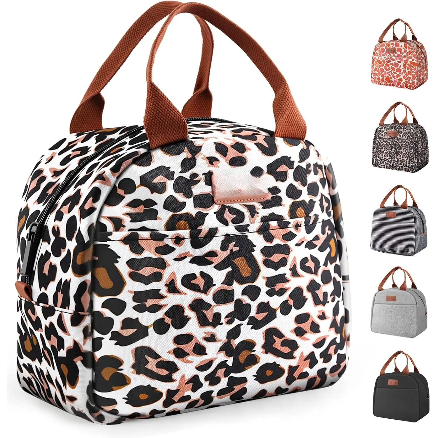 Lunch Bag for Women & Men, Adult Insulated Leakproof Lunch Box Bags with Large Capacity, Cooler Tote Bag for Work/Travel/Office/Outdoor (Panther Brown)
