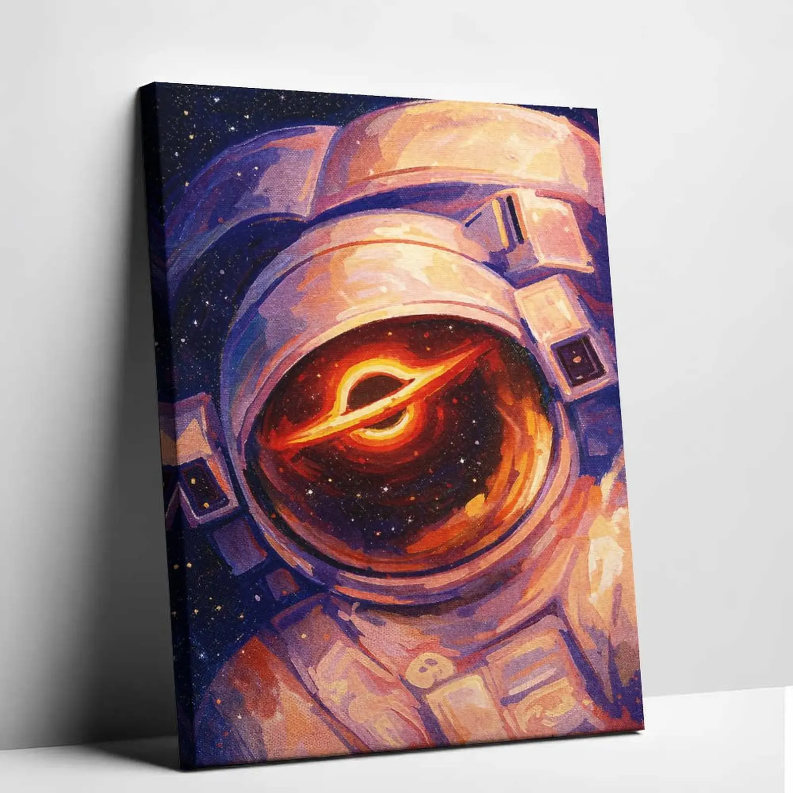 Astronaut Black Hole Canvas Wall Art Space Galaxy Helmet Reflection Poster Vivid Cosmic Oil Painting Aesthetic Print Picture Banner Decorative Artwork Design for Living Room Bedroom Office Studio Aesthetic Wall Decor