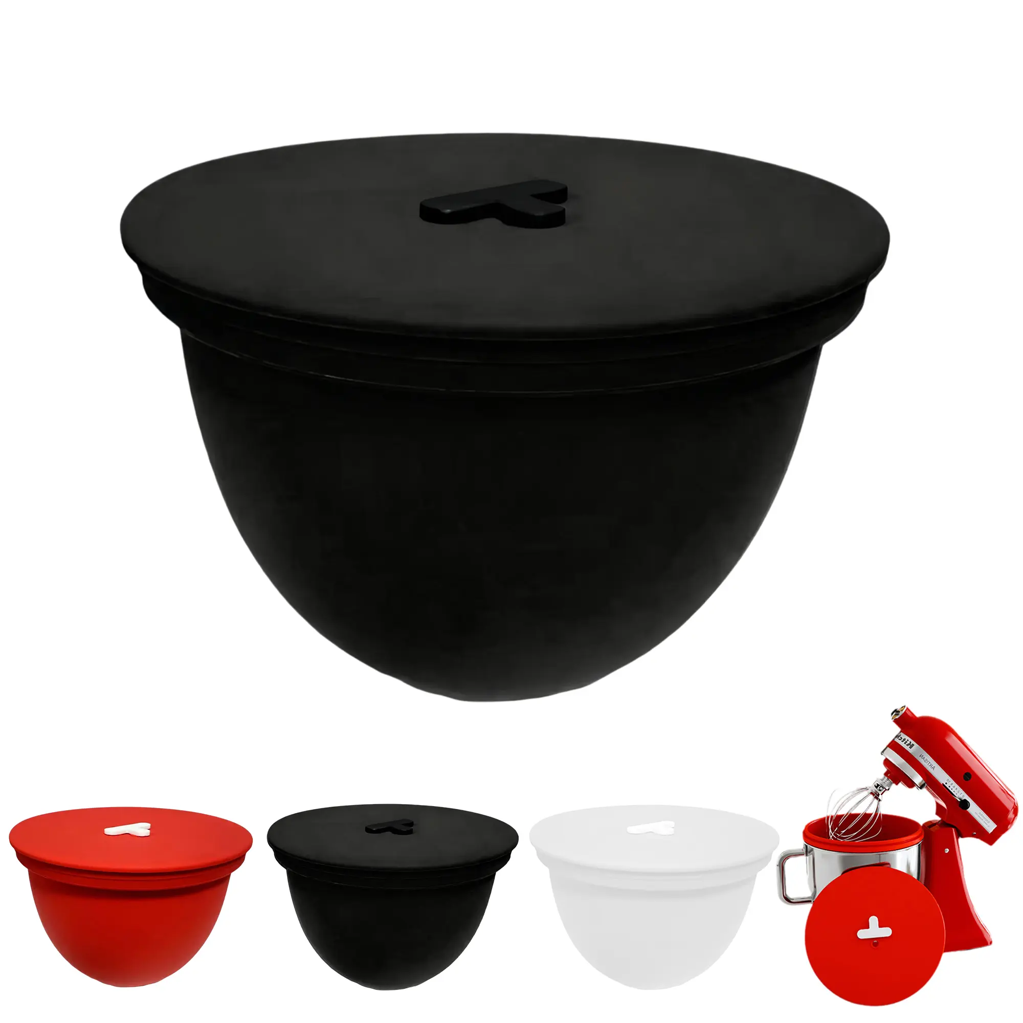 Durable Silicone Bowl Liners with Air Valve Lid for KitchenAid 4.5QT Mixers, Reusable Dishwasher-Safe Kitchenware Mixer Attachments & Accessories