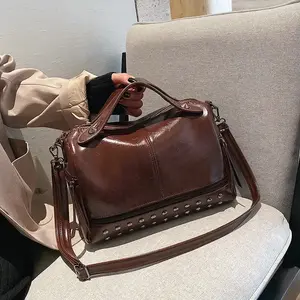 Women's Rivet PU Leather Handbag Bag 2026 New Fashionable Multi-purpose Shoulder Messenger Bag