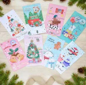 Deluxe 3D Christmas Greeting Card Set – 16pcs (8 Unique Designs) with Envelopes & OPP Bags