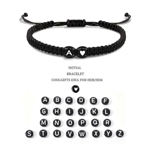 26 Letters Initial Heart Handmade Bracelet for Couples and Friends - Adjustable and Personalized perfect gift valentines
